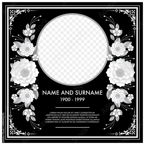 Memorial & Funeral Card Templates with flowers paper cut