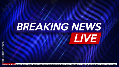 Breaking news Screen saver  background. Urgent news release on television. Breaking news live on blue background.