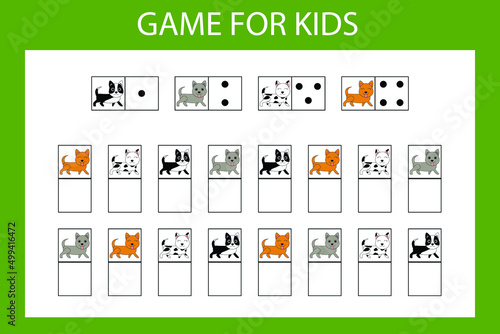 Educational game for preschool children. Vector illustration. Enter the desired character in the cells in accordance with the picture.