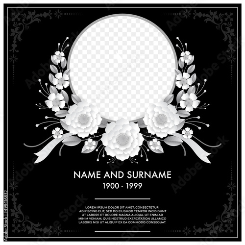 Memorial & Funeral Card Templates with flowers paper cut