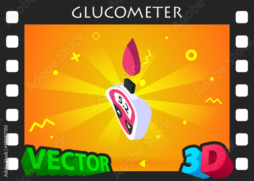 Glucometer isometric design icon. Vector web illustration. 3d colorful concept