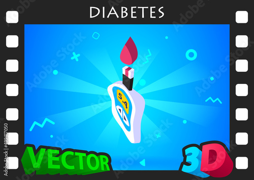 Diabetes isometric design icon. Vector web illustration. 3d colorful concept