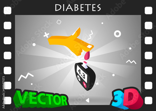 Diabetes isometric design icon. Vector web illustration. 3d colorful concept
