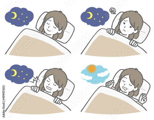睡眠する中年女性