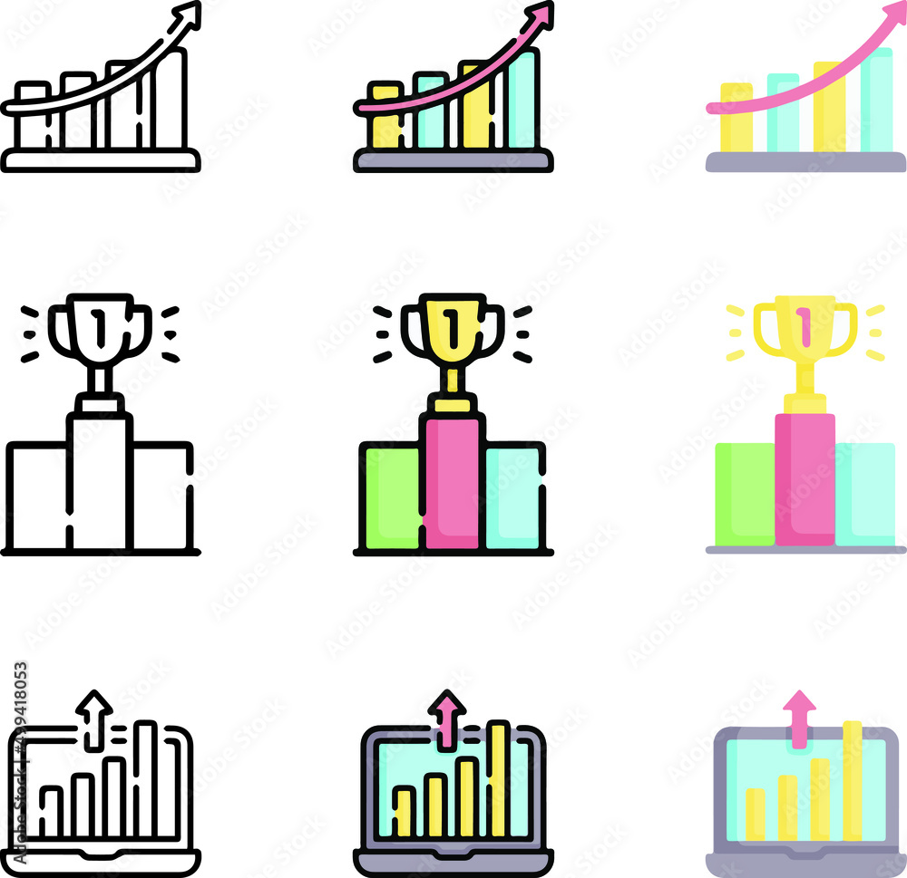 Different design icons with black & white, color, and gradient style isolated on white. vector illustration Different design icons with black & white, color, and gradient style isolated on white. vector illustration