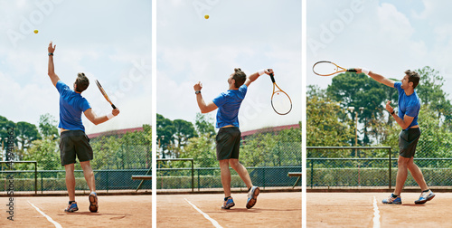 And thats how its done. Composite image of a tennis player serving. © Marius Venter/peopleimages.com