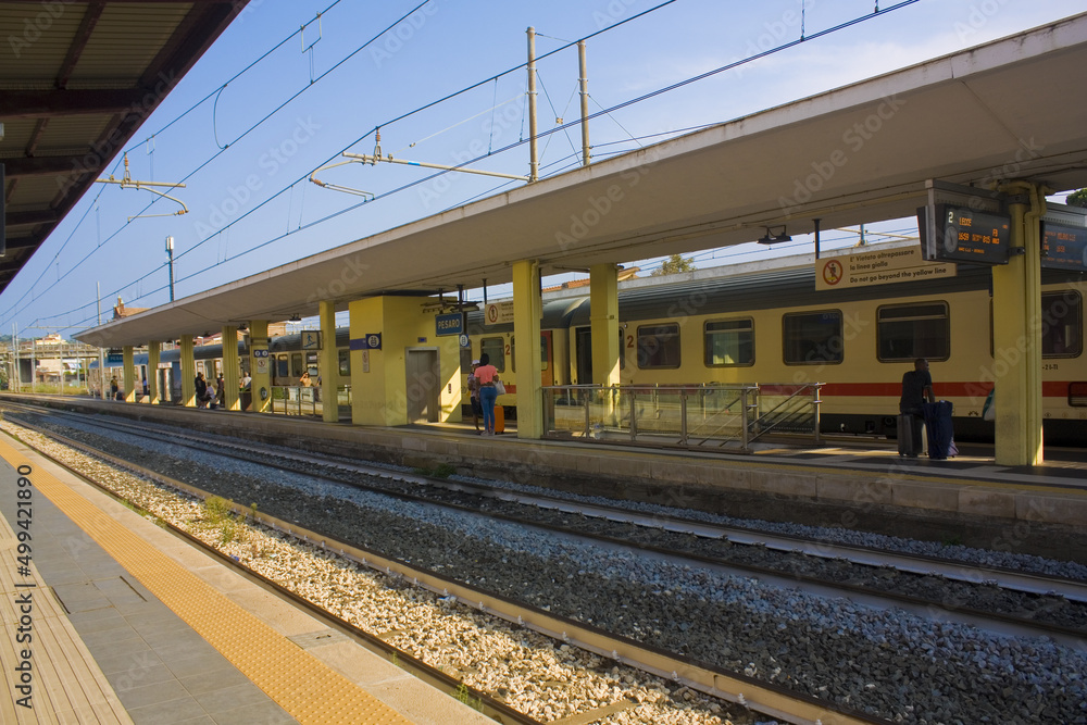  Platform of train station in Pesaro, Italy