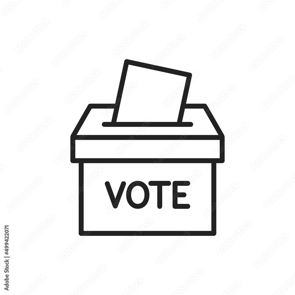 Voting paper and ballot box. Outline icon. Vector illustration. Voting paper and ballot box. Outline icon. Vector illustration.
