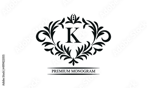 Exquisite monogram template with the initials K. Elegant logo for cafes, bars, restaurants, invitations. Business style and brand of the company.