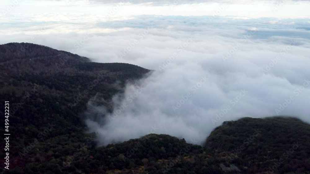Mountain view from over the clouds