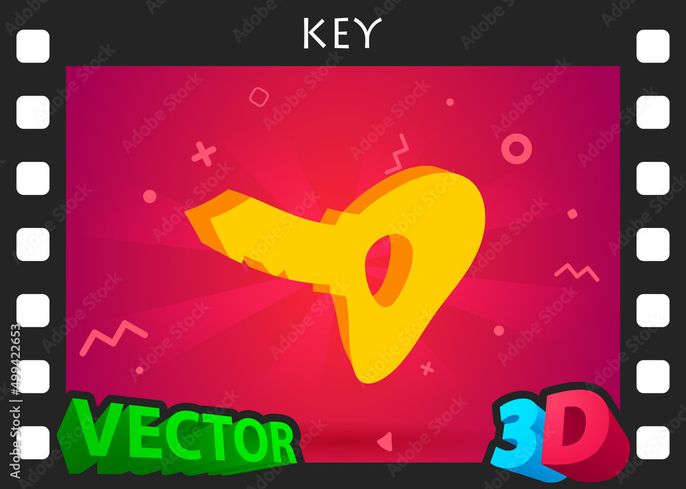 Fototapeta premium Key isometric design icon. Vector web illustration. 3d colorful concept