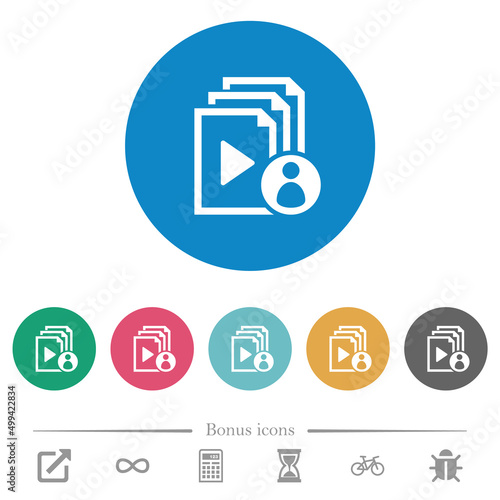 Playlist author flat round icons