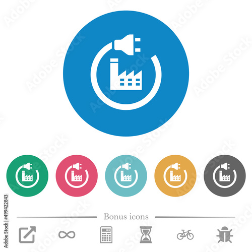 Power plant flat round icons