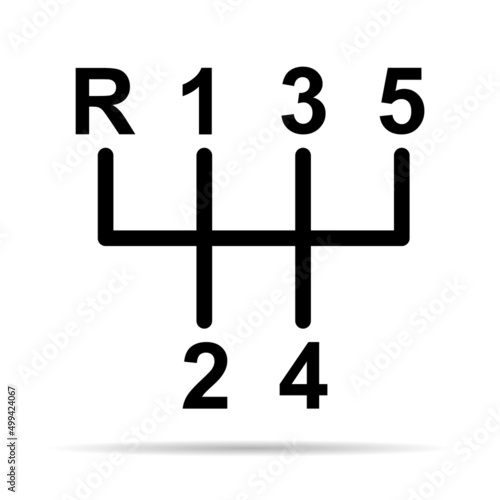 Handle car manual shift lever icon with shadow, vehicle gear technology vector illustration equipment