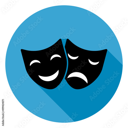 Set of Theater face mask icon shadow, emotion actor comedy and drama symbol, festival sign vector illustration