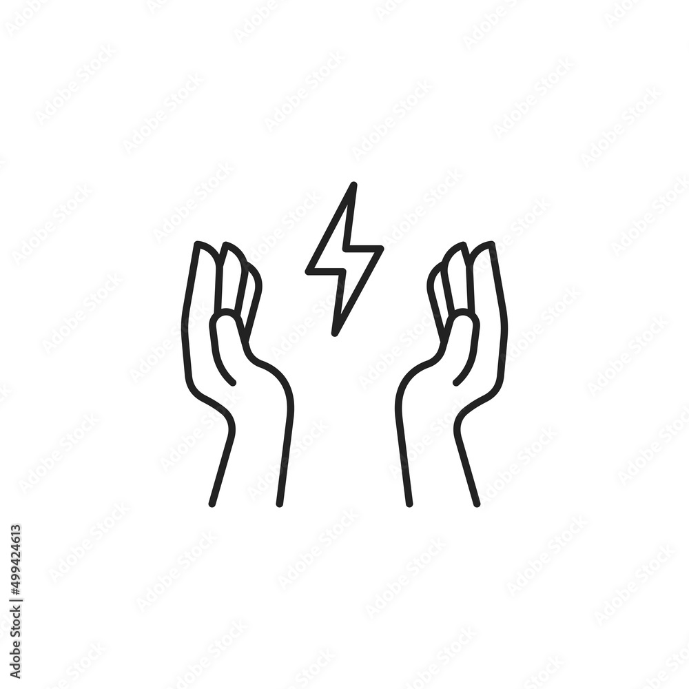 Save energy icon. Hands and lightning outline icon. High quality black vector illustration. Save energy icon. Hands and lightning outline icon. High quality black vector illustration.