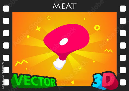 Meat isometric design icon. Vector web illustration. 3d colorful concept