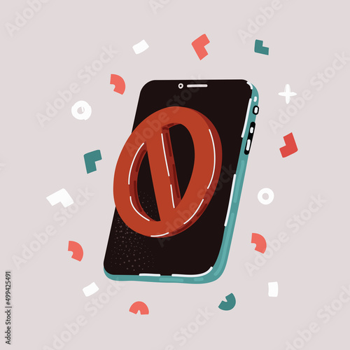 Vector illustration of mobile with blocked screen.