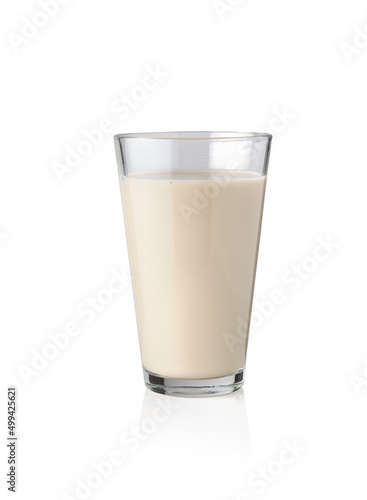 Soya milk or soy milk in glass isolated on white background.