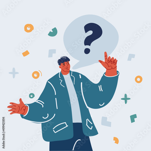 Vector illustration of wman with question mark photo