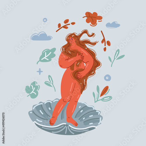 Vector illustration of Classical Art Piece modernized and deformed. Birth of venus