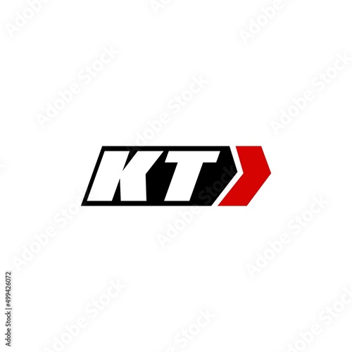 Initial letter KT logo with right arrow logo design