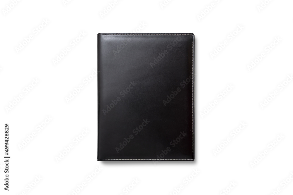Blank notepad cover template on white background with soft shadows. Vector illustration 3d render.