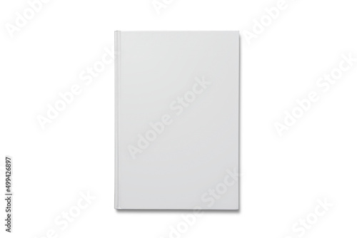 Blank book cover template on white background with soft shadows. Vector illustration 3d render.