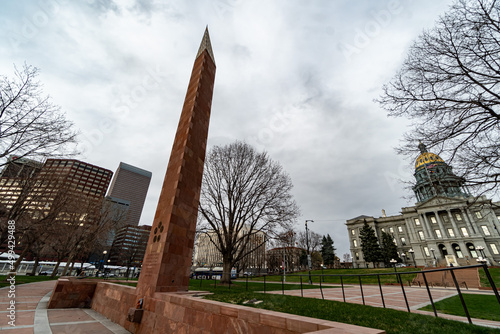 Colorado Veterans Monument in front of the Denver City and County Building in Denver, CO photo