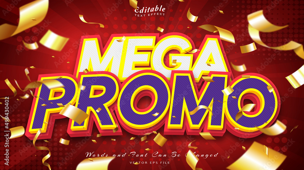 Mega promo 3d style text effect
