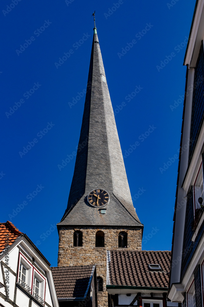 Historic framehouses and church in germany / Hattingen