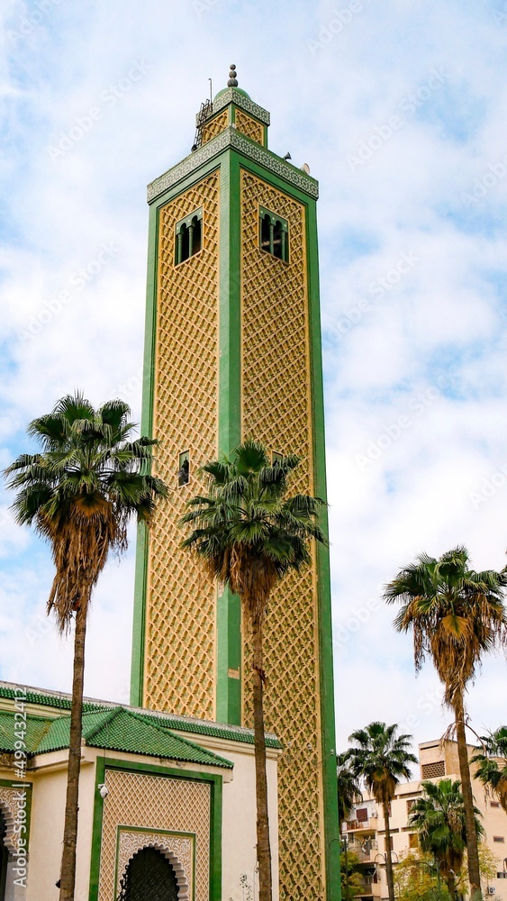 Bright Green Mosque in Fes, Morocco