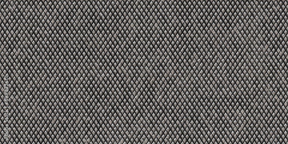 Seamless steel knurl surface pattern background. Silver gray rough