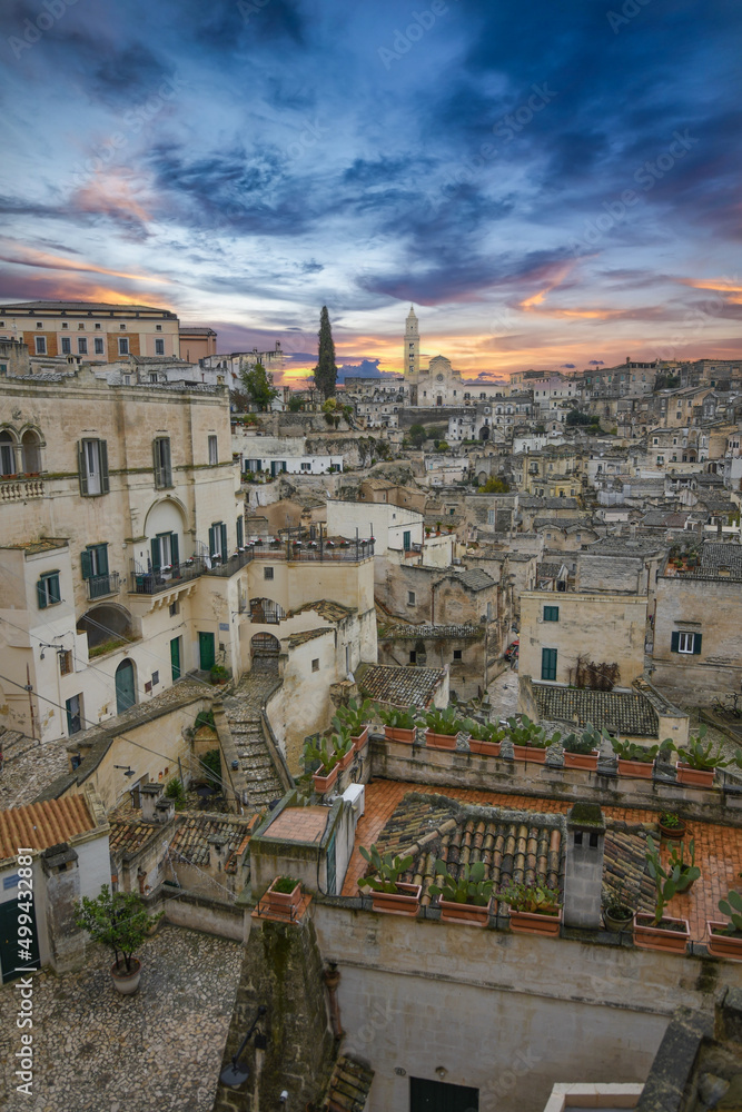 Panoramic view of one of the oldest Italian cities, in the Basilicata region, Italy.