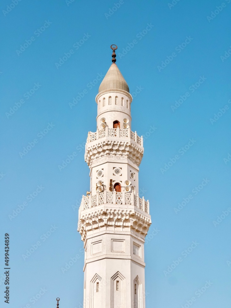 Quba Mosque in Medina, Closeup on the Minarest Quba Mosque in Medina, Closeup on the Minarest