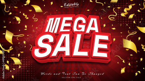 mega sale 3d style editable text effect