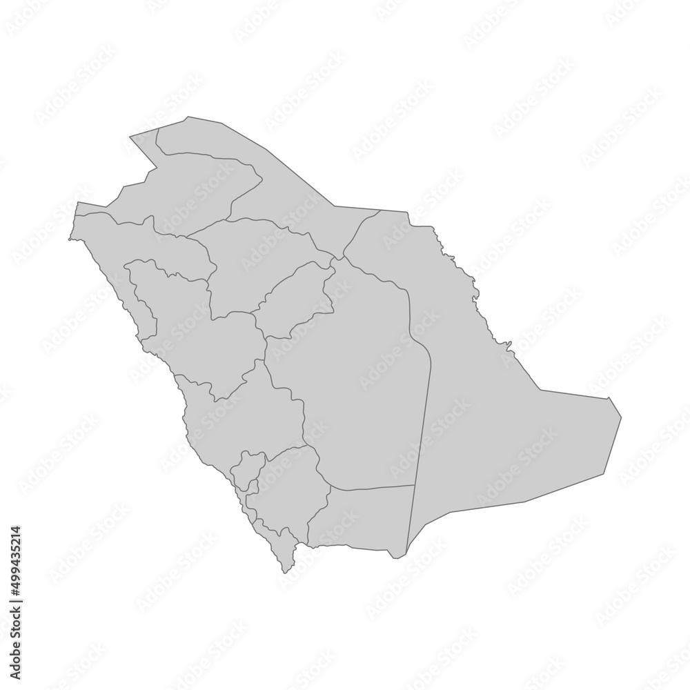 Outline political map of the Saudi Arabia. High detailed vector illustration.