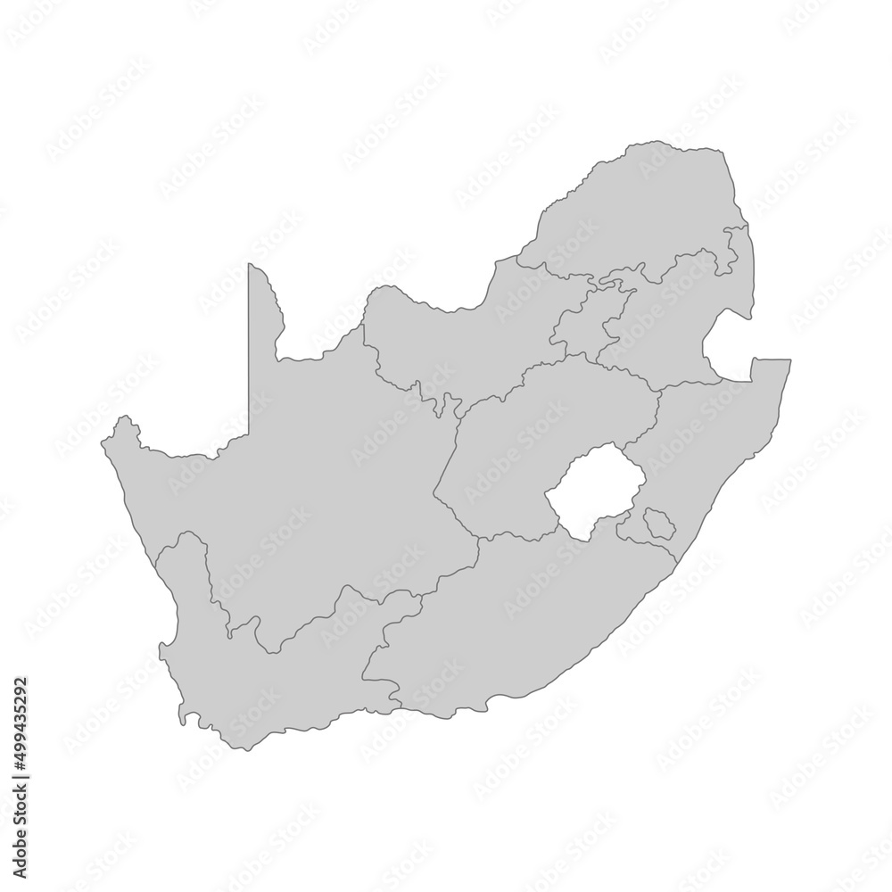 Outline political map of the South Afrika. High detailed vector illustration.