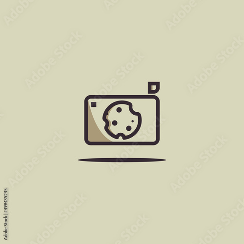 Camera logo template with cookies. Vector illustration