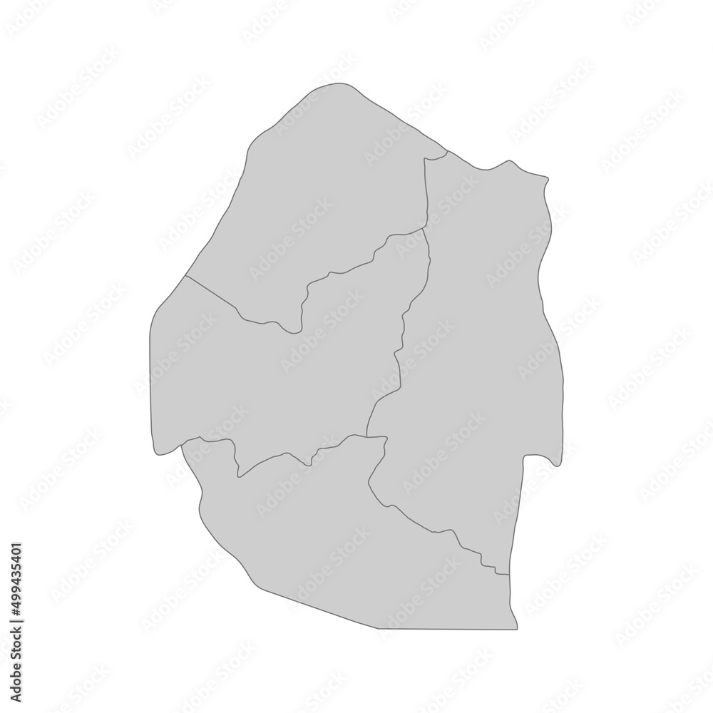 Outline political map of the Swaziland. High detailed vector illustration.