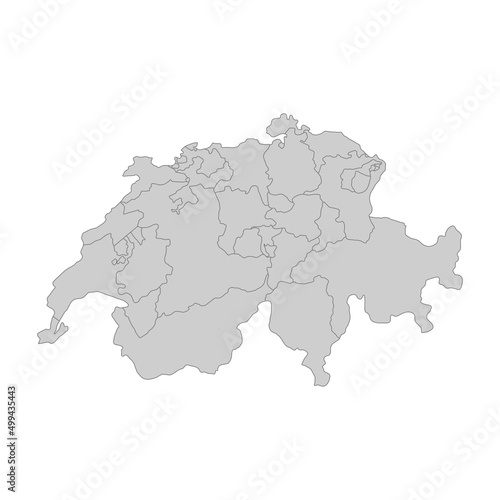 Outline political map of the Switzerland. High detailed vector illustration.