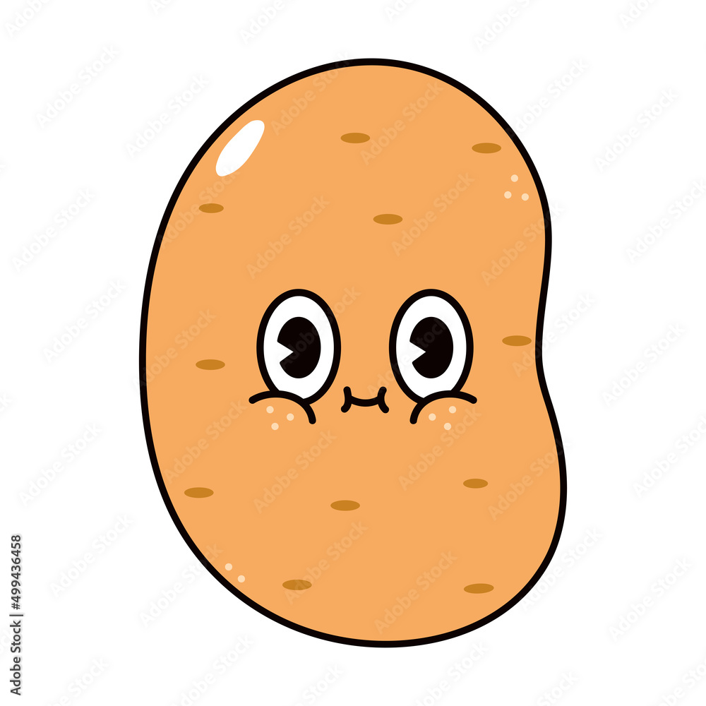 Fototapeta premium Cute funny potato character. Vector hand drawn traditional cartoon vintage, retro, kawaii character illustration icon. Isolated on white background. Potato character concept