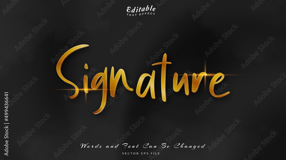 Obraz premium signature editable text effect with black wavy background. black silk luxury background.