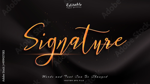 signature editable text effect with black wavy background. black silk luxury background.