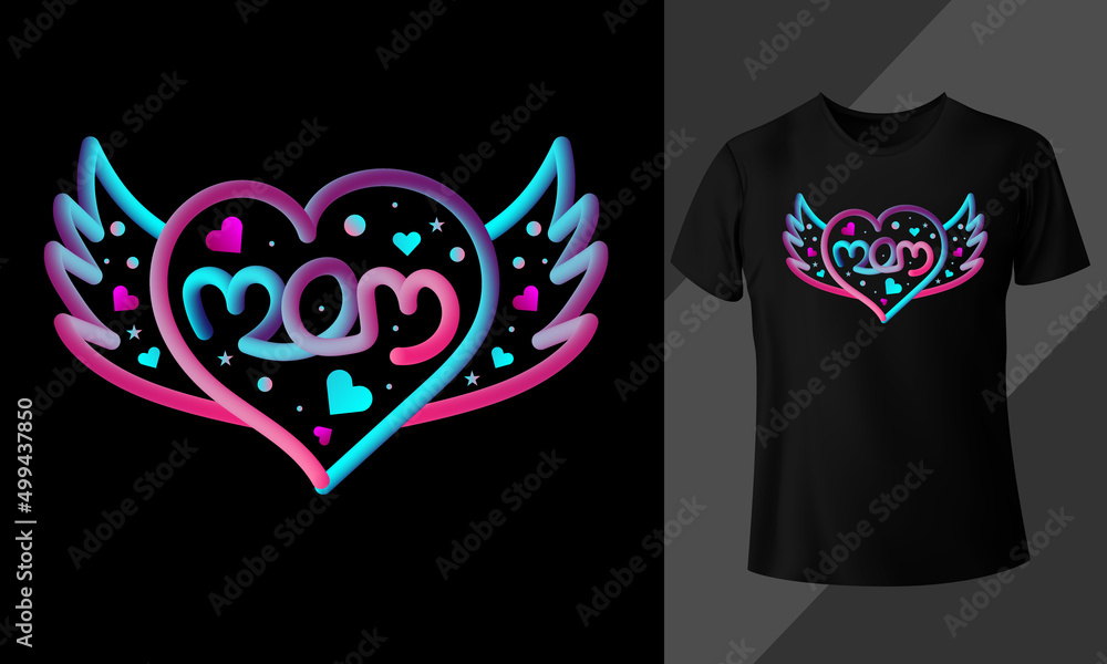 Fototapeta premium Angel Mom Colorful Typography T-Shirt Design