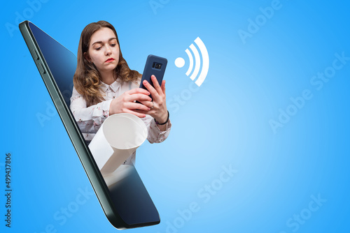 Girl student with smartphon...