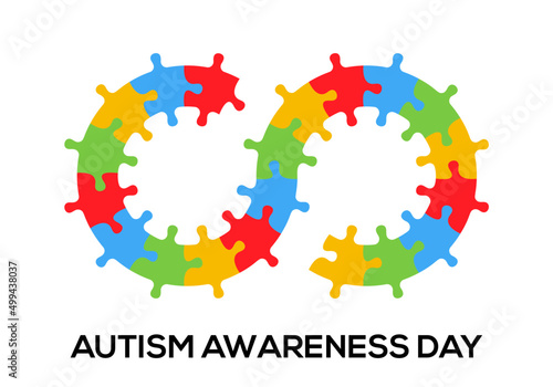 Autism Awareness Day. Infinity puzzle vector isolated on white background.