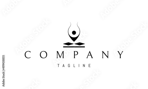 Vector logo on which an abstract image of a meditator in the form of a vessel.