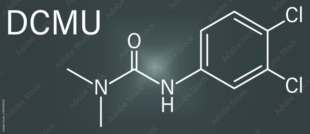 Fototapeta premium Diuron (DCMU) herbicide molecule, skeletal chemical formula.