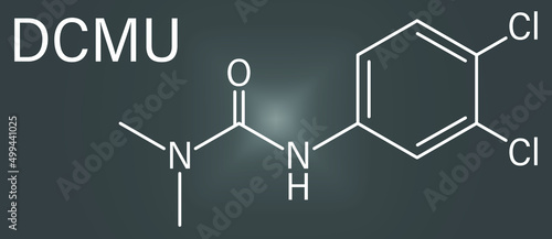 Diuron (DCMU) herbicide molecule, skeletal chemical formula.